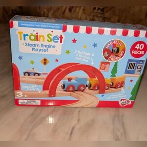 Train Set - Steam Engine Playset with Red and Blue Colors